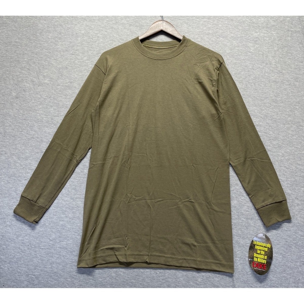 Duke Athletic T Shirt Mens Medium Army Green Cotton Long Sleeve Crew Neck Casual